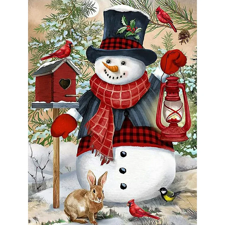 Full Round Diamond Painting - Christmas Snowman And Animals 30*40CM
