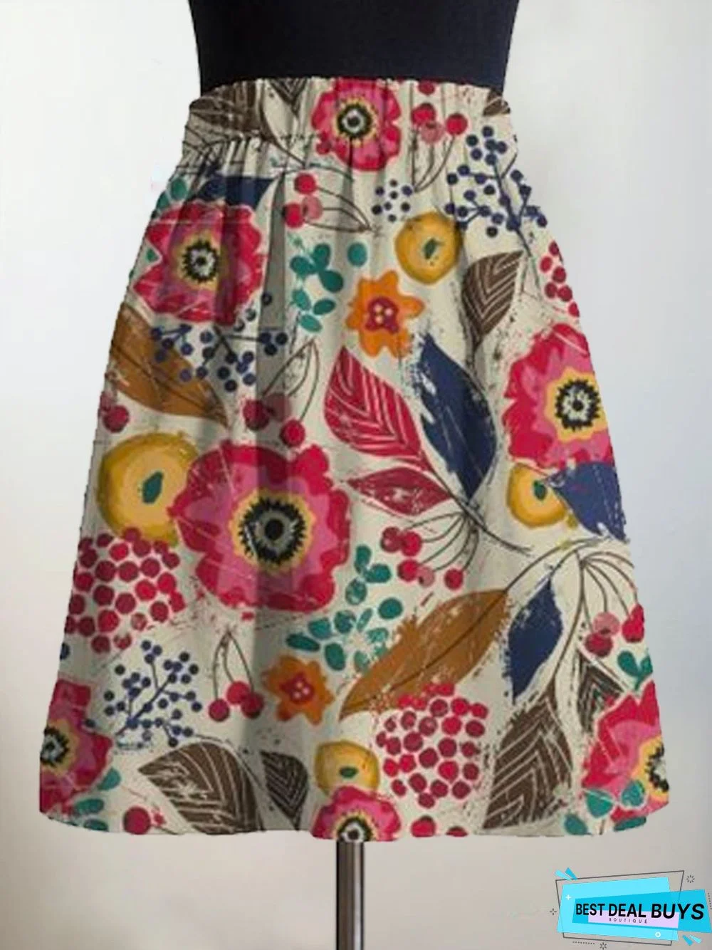 Floral-Print A-Line Skirt