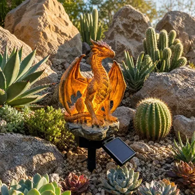 💥LAST DAY 50% OFF🐉✨Solar Dragon Garden Statue Light &ndash; Golden Ember Fantasy Outdoor Decor