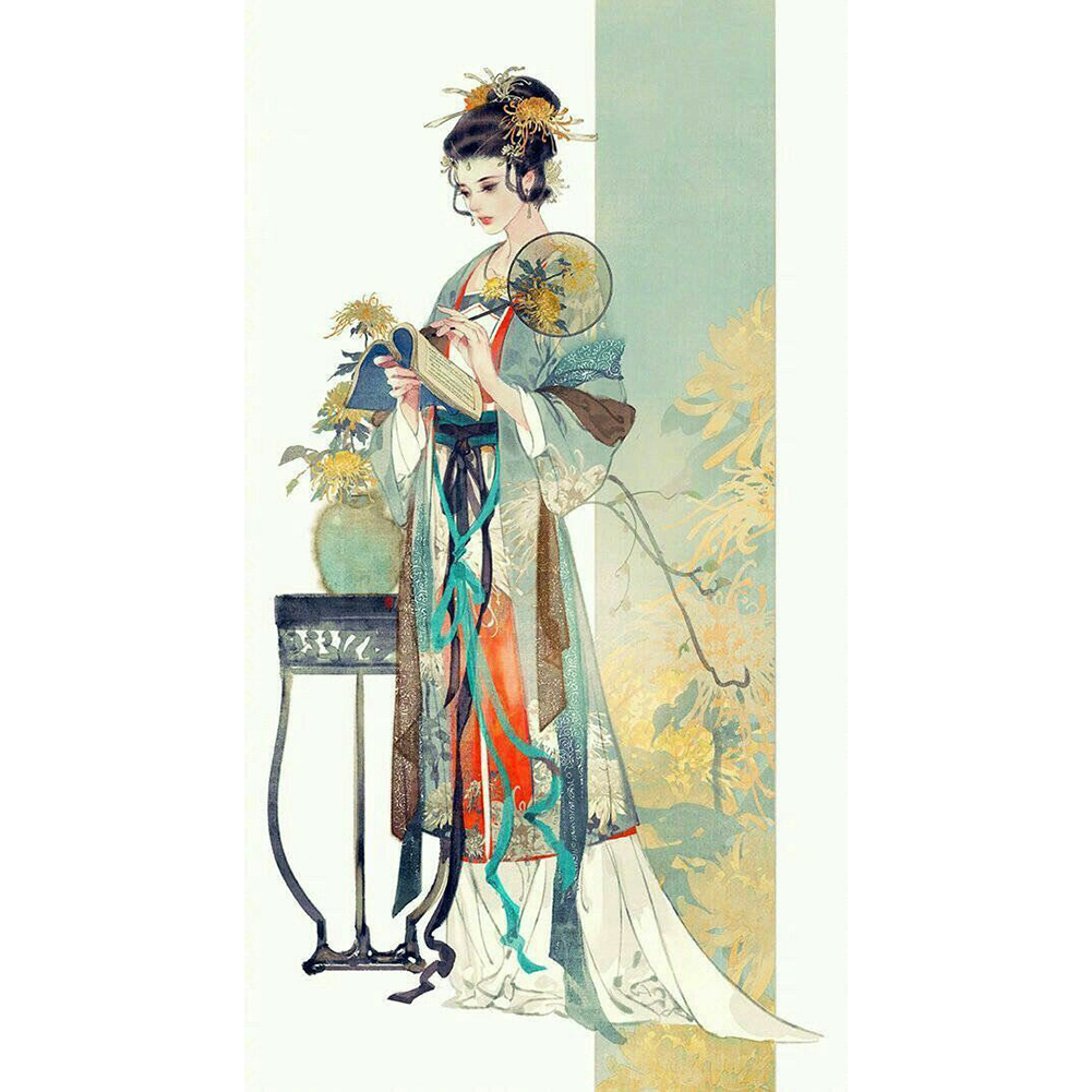 

30*60CM - Round Drill Diamond Painting - Chinese Style Woman, 501 Original