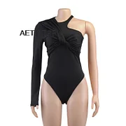 Buyergood costumes for womens carnival One Shoulder Sexy Backless Twist Bodysuits Women Long Sleeve Top Slim High Waist Bodysuit Club Party Streetwear Female Overalls