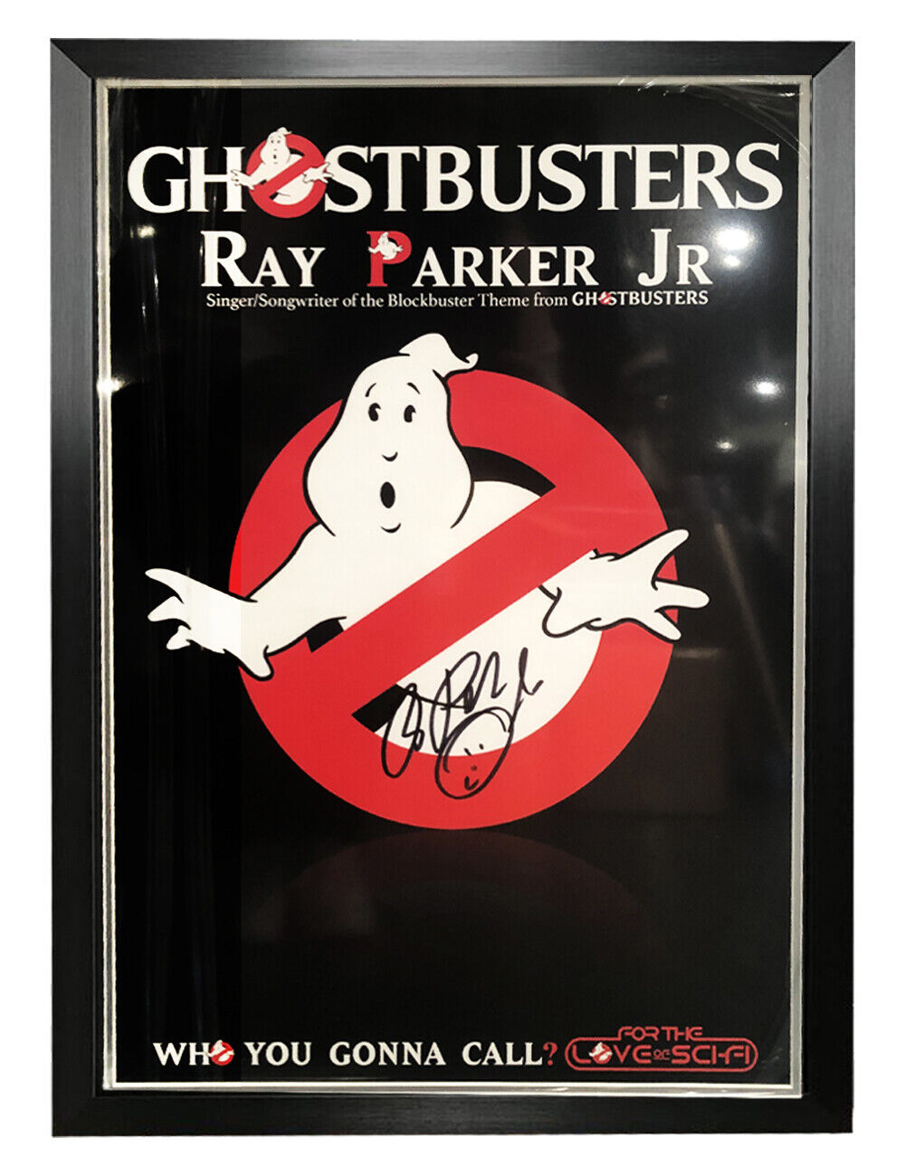 Framed 23x30 Ghostbusters Poster Signed by Ray Parker Jr. 100% + COA