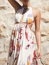 Floral-Print Bandage Backless Bohemian Midi Dress