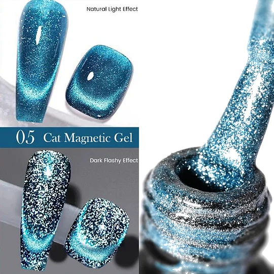 Bayuyun 6ML Aurora Cat Eye Gel Nail Polish Sparkling Glitter Magnetic Gel Varnis Semi Permanent Soak Off UV Gel Starry Cat Eye Gel