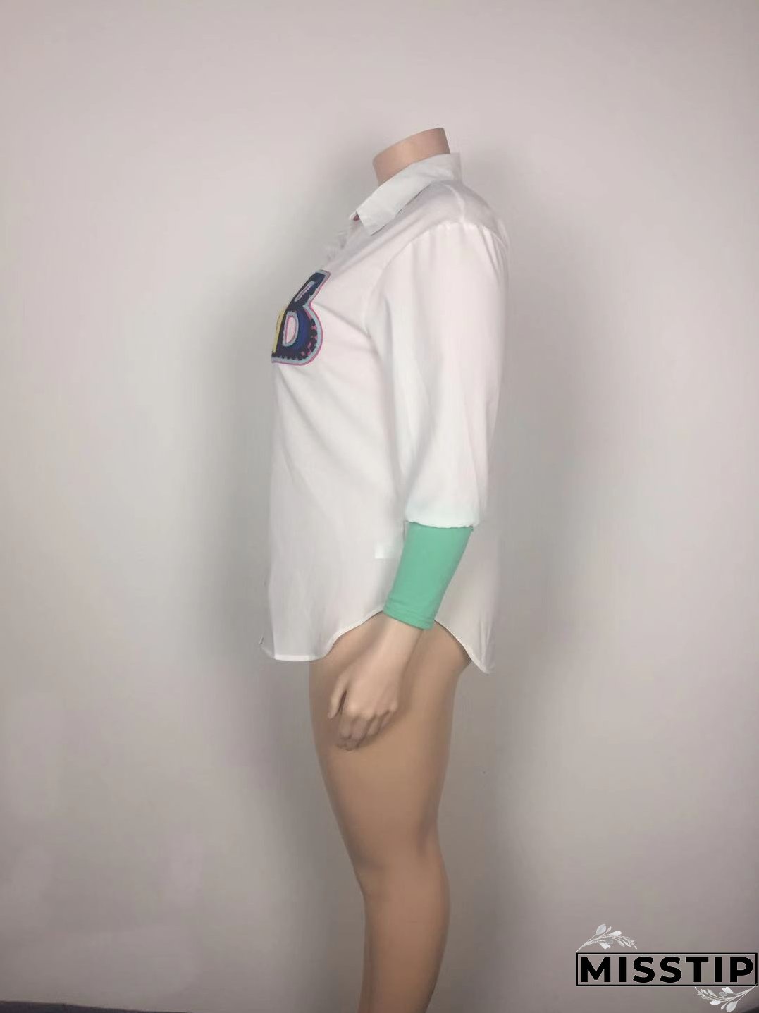 Plus Size Women Embroidered Long Sleeve Shirt