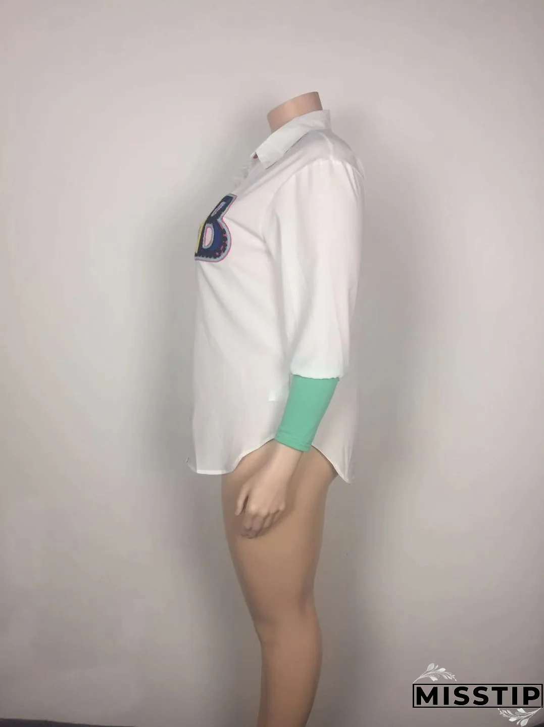 Plus Size Women Embroidered Long Sleeve Shirt