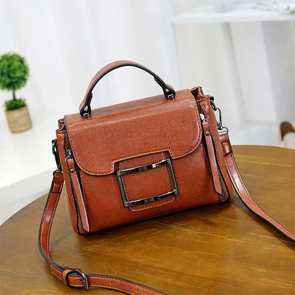 Vintage Oil Leather Large Capacity Tote Bag