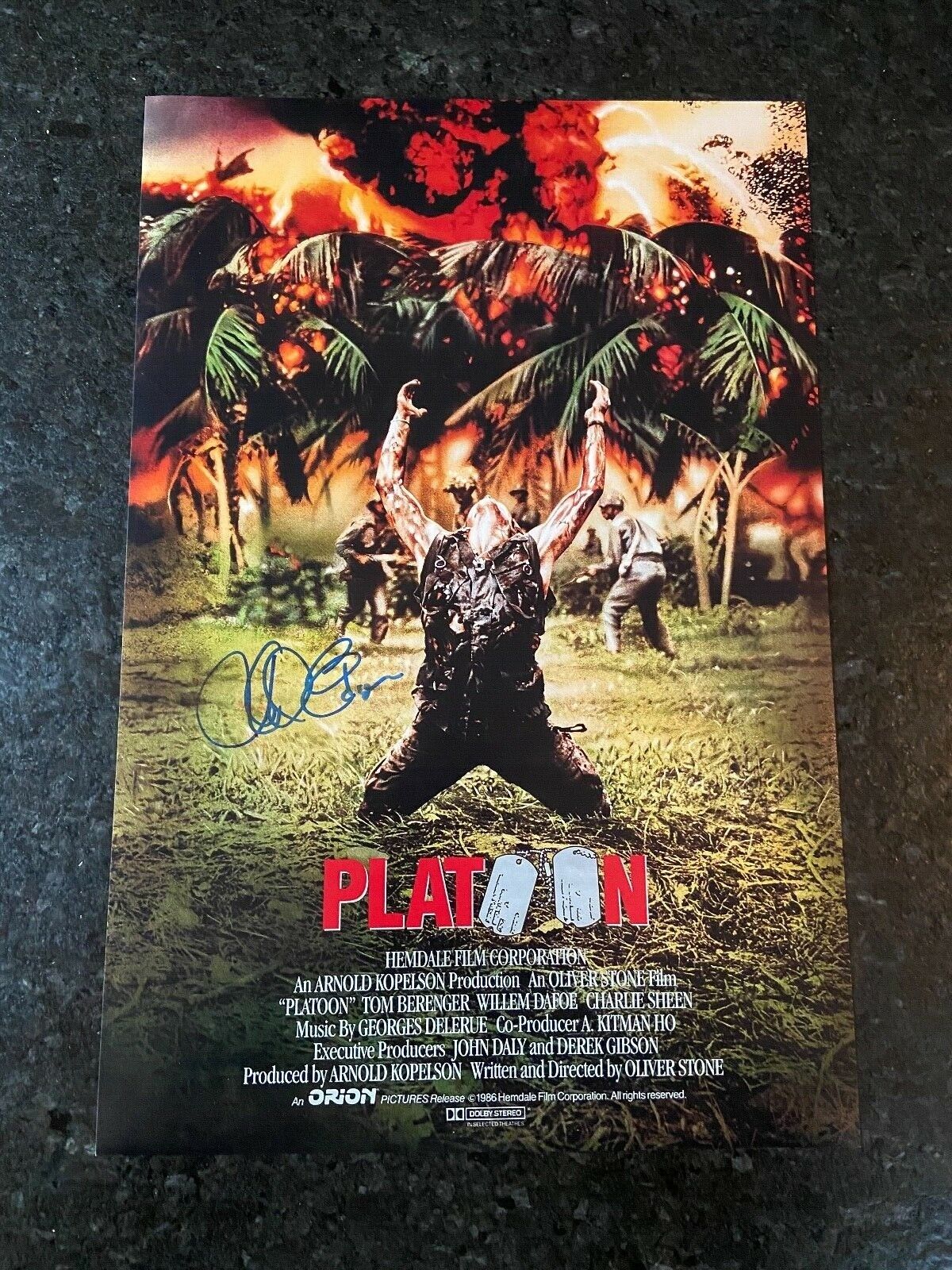 * RICHARD EDSON * signed 12x18 poster * PLATOON * PROOF * 2