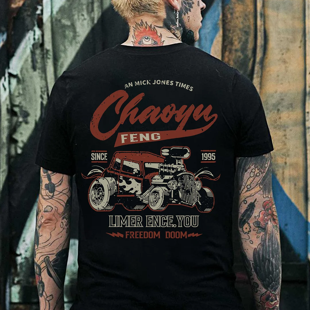 AN MICK JONES TIMES CHAOYU FENG Classic Car Print Men's T-shirt