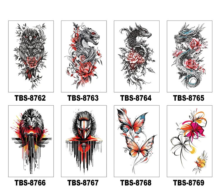 8 Sheets Art Waterproof Half Arm Temporary Tatto