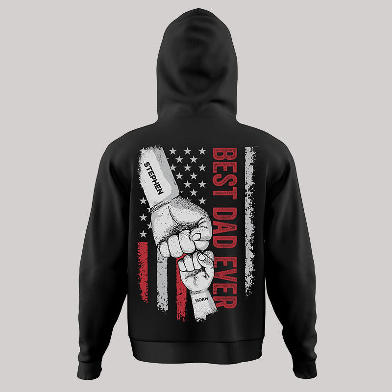 Usa Flag Best Dad Ever Printed Men's Hoodie