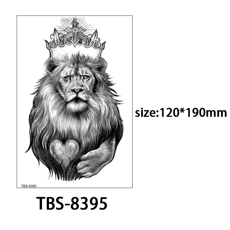 Sdrawing Forest King Animal Tattoo Sticker for Men Tiger Skull Skeleton Fake Tattoo for Women Wolf Tattoo Temporary Waterproof
