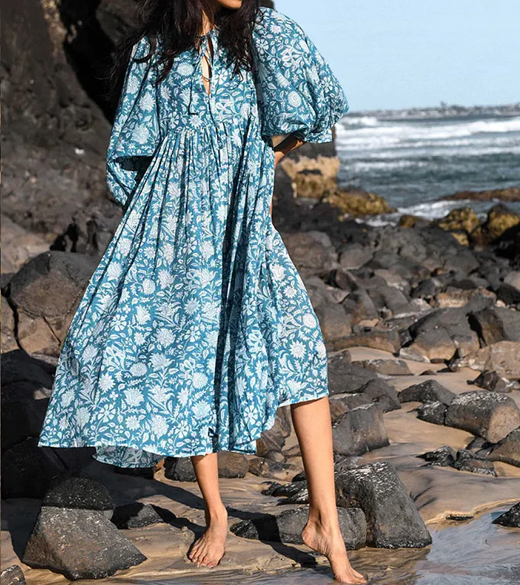 New Floral Loose Casual Summer Rayon Dress