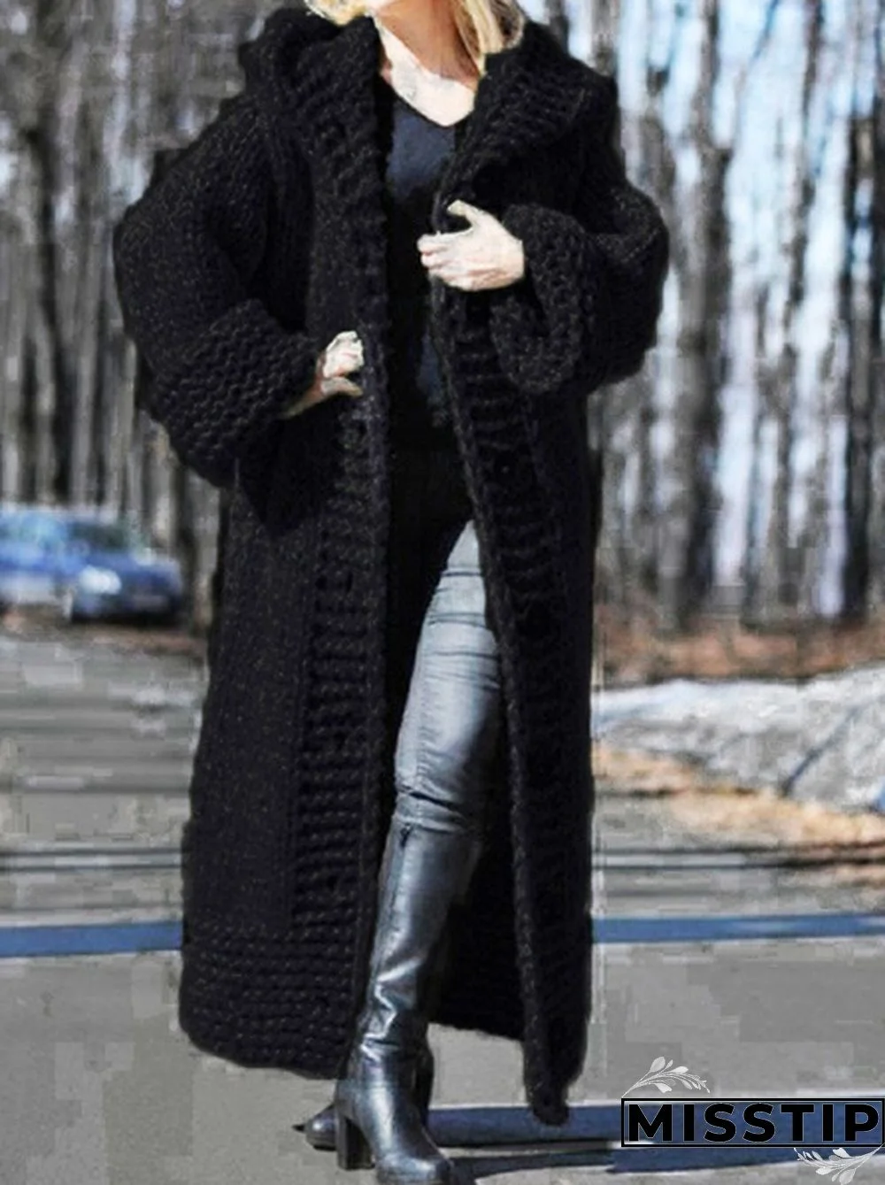 New Fashion Women Autumn Winter Long Sleeve Knitted Cardigan Coat Casual Streetwear Hooded Sweater Coat Plus Size