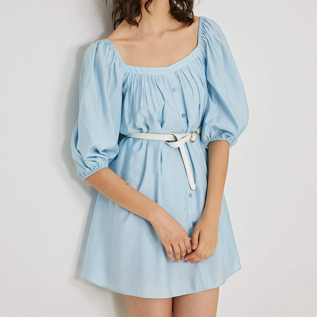 Blue Meadow Off-Shoulder Mini Dress