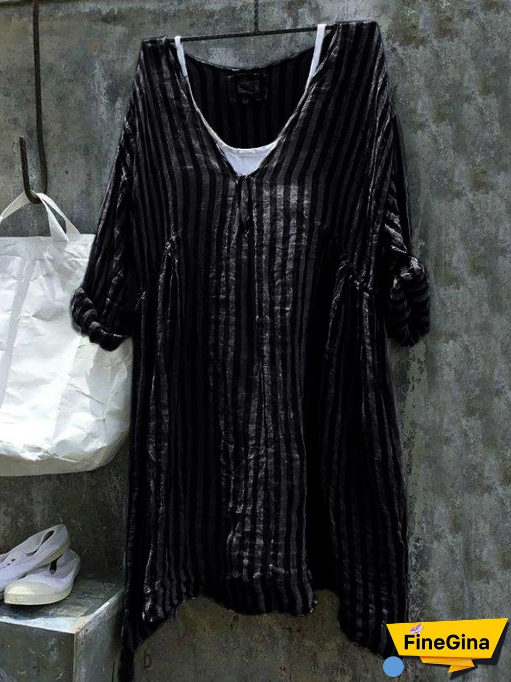 3/4 Sleeve Cotton Linen Casual Casual Dress