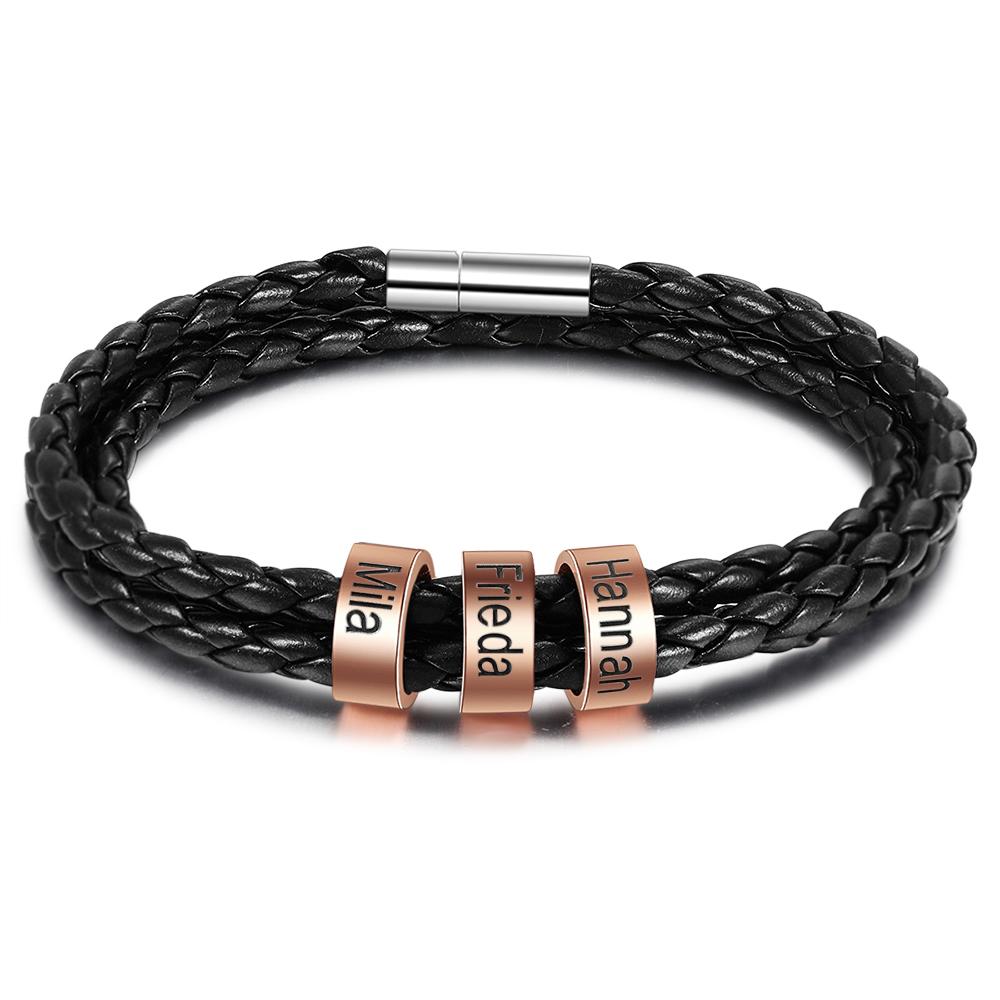 Bracelet en cuir pour homme, bracelet en cuir tressé large-noir - Achat