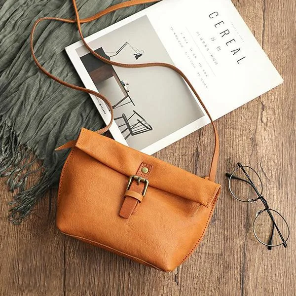 Handmade High-End Leather Retro Diagonal Female Bag