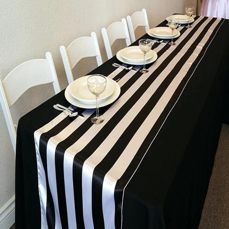 2021 Table Runners for Wedding Party Black White Stripe Table Runner Decorative Table Simple Table Dustcover Tablecover