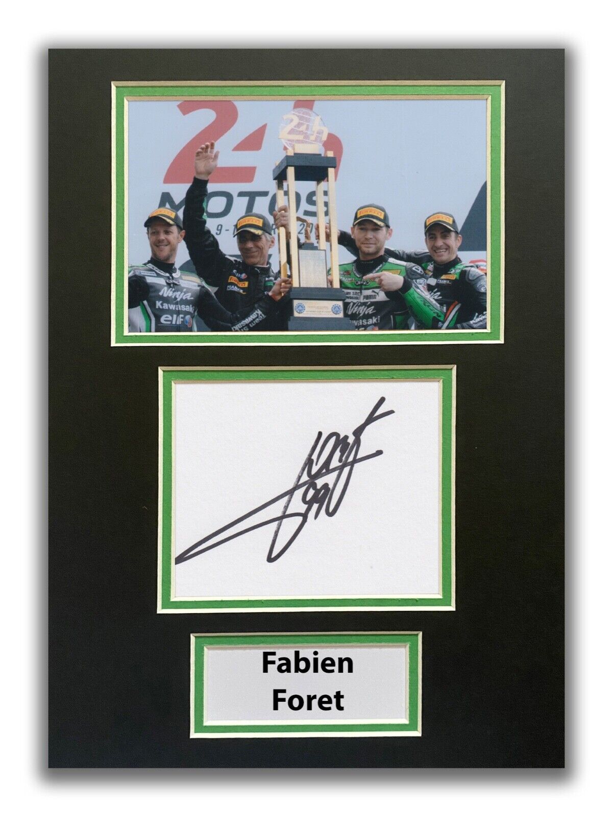 FABIEN FORET HAND SIGNED A4 MOUNTED Photo Poster painting DISPLAY - KAWASAKI - LE MANS 1.