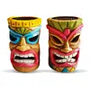 Outdoor Tiki Statue Garden Deco with Solar Light Hawaiian Tiki Ornament (Blue)