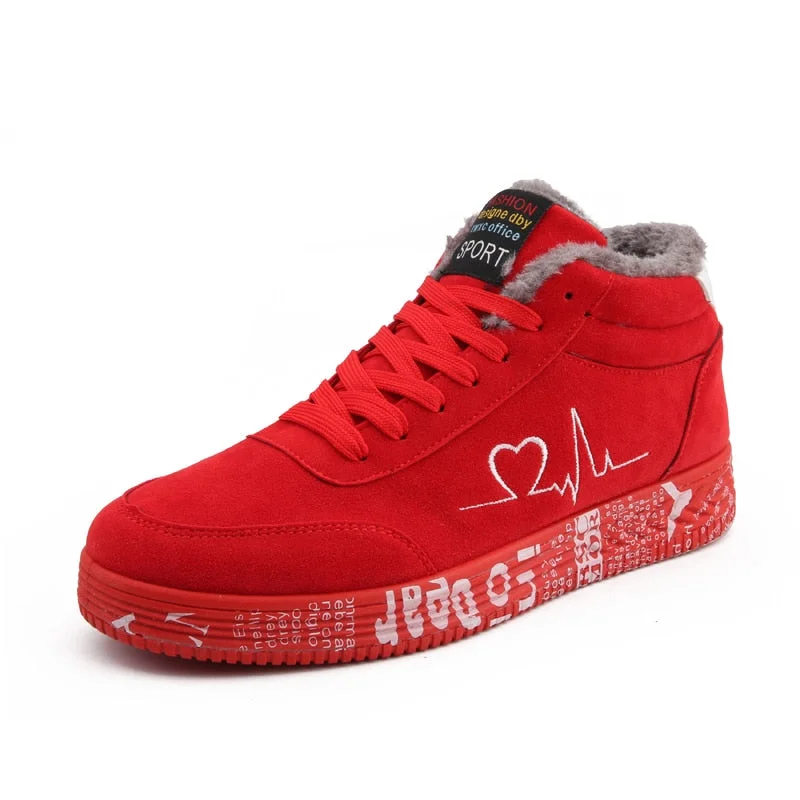 High Top Winter Sneakers Women Boots Man Fashion Black Red Canvas Vulcanize Shoes Woman Flats Unisex basket femme Big Size 35-44