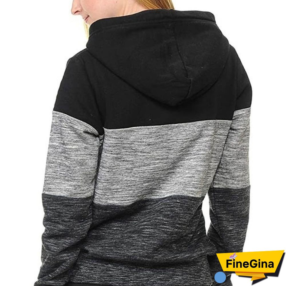 Women Casual Long Sleeve Sweatshirts Ladies Autumn Colorful Patchwork Thin Hoodie Jacket