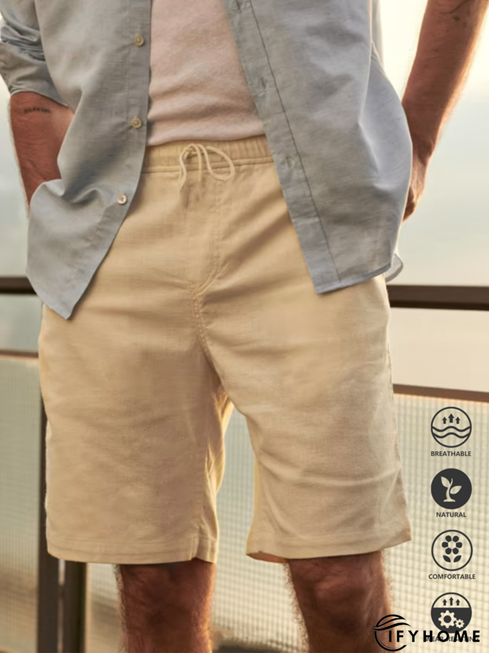 Cotton Linen Style American Casual Basic Versatile Linen Shorts | IFYHOME