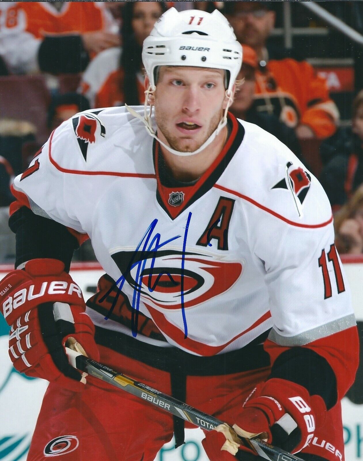 Autographed 8x10 JORDAN STAAL Carolina Hurricanes Photo Poster painting - COA