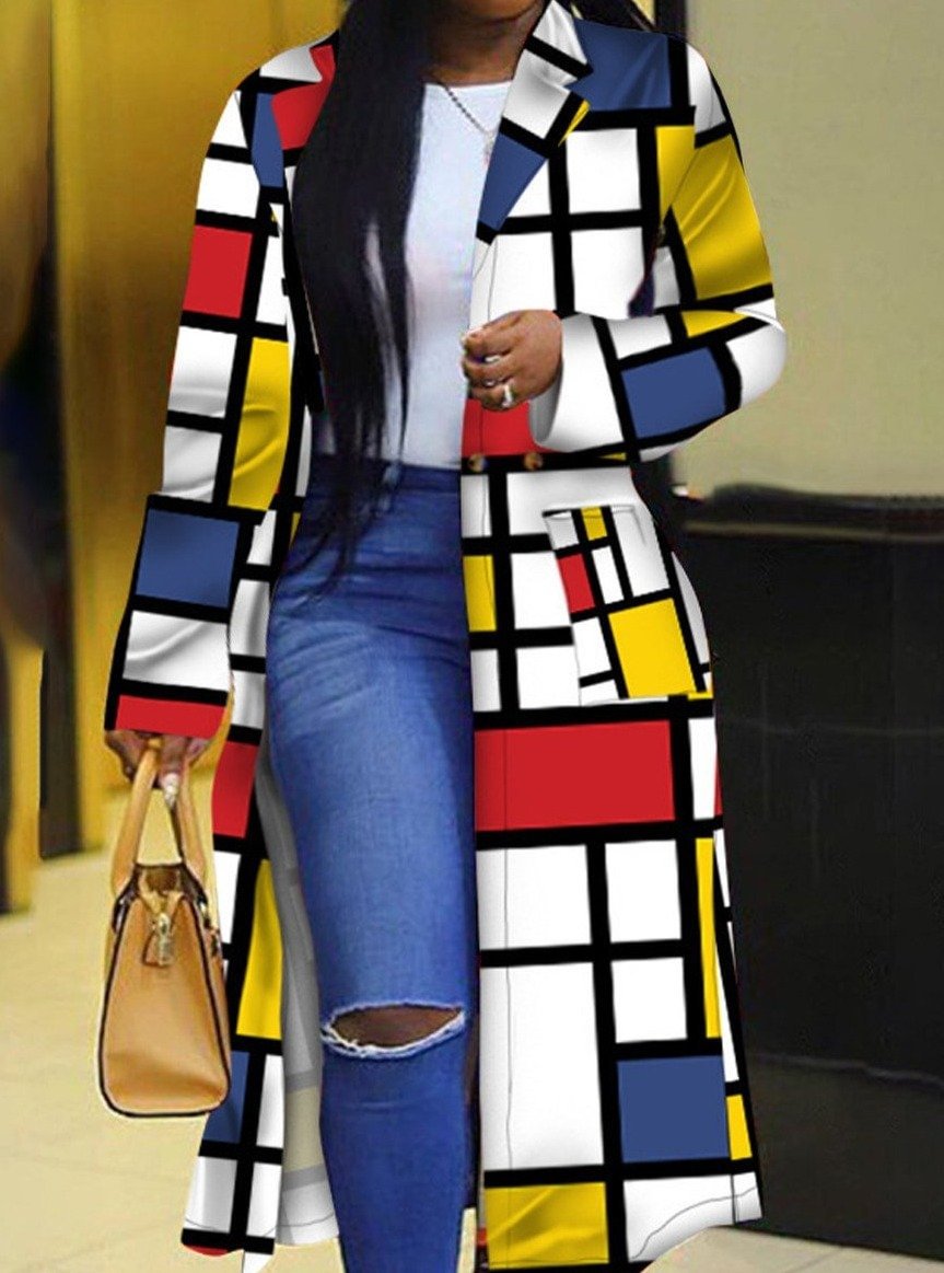 Over Sized Plaid Print Coat