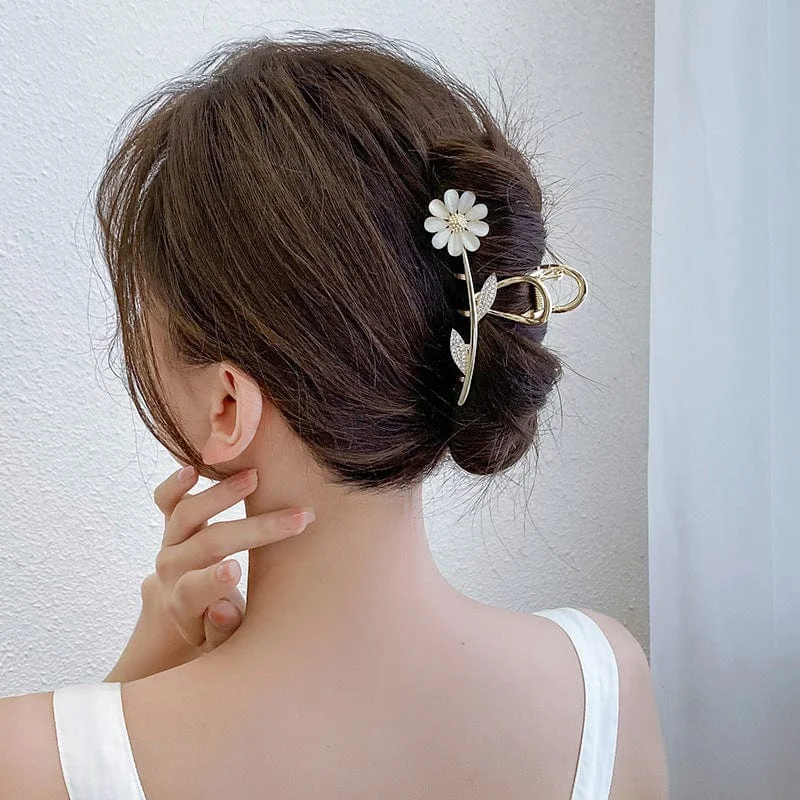 Opal Daisy Flower Chignon Claw Clip Hair Clip