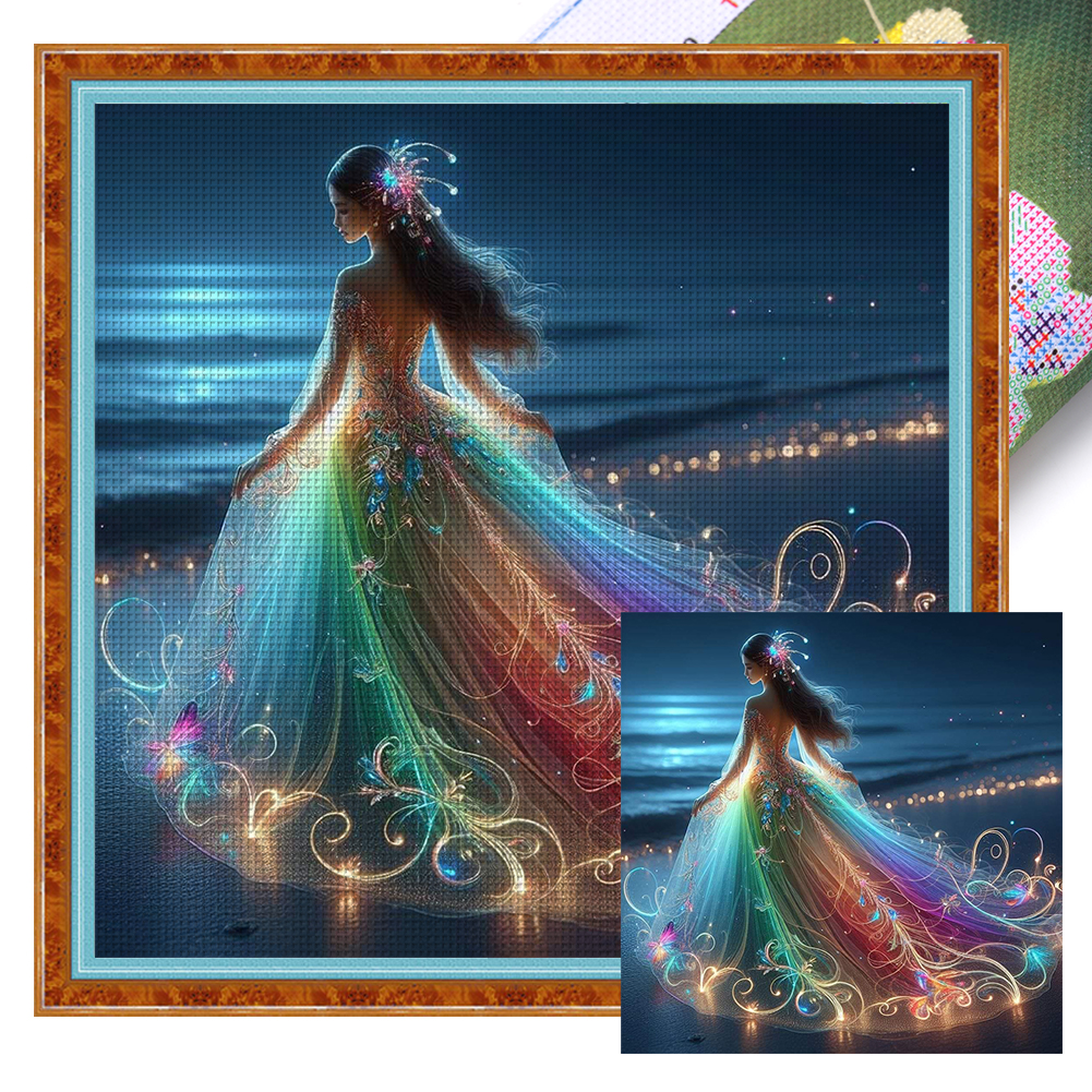 Beach Girl Full 14CT Pre-stamped Canvas(50*50cm) Cross Stitch