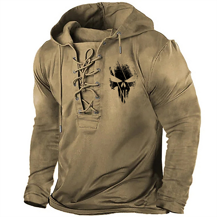 Classic Hand Drawn Skull Print Retro Hoodie