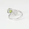 18K White Gold Round Cut Lab Diamond & Peridot Toi et Moi Ring