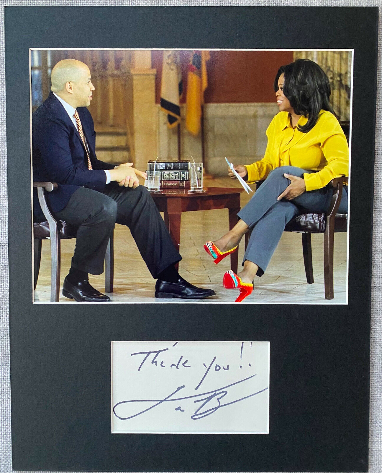 Cory Booker Signed Autograph Photo Poster painting Display -United States Senator, Oprah Winfrey