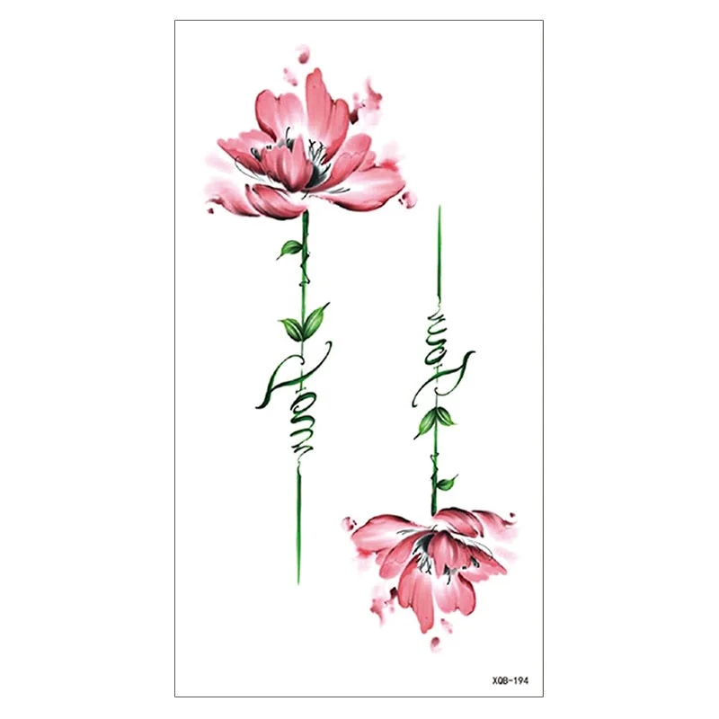 Waterproof Temporary Tattoo Sticker Snake Flower Rose Flash Tattoos Lace Fox Lion Bird Body Art Arm Skull Fake Sleeve Tattoo