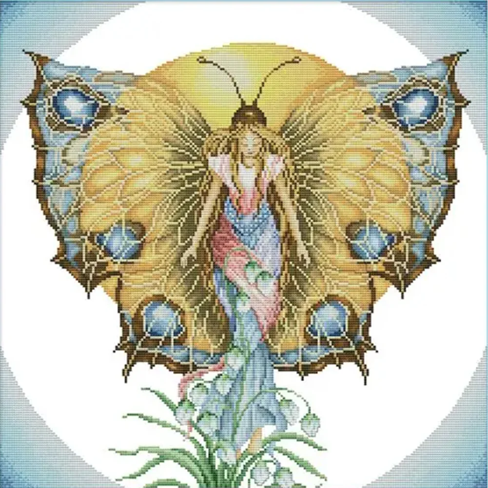 DIY Stamped Cross Stitch 14CT Partial Embroidery 46*46cm - Butterfly Fairy