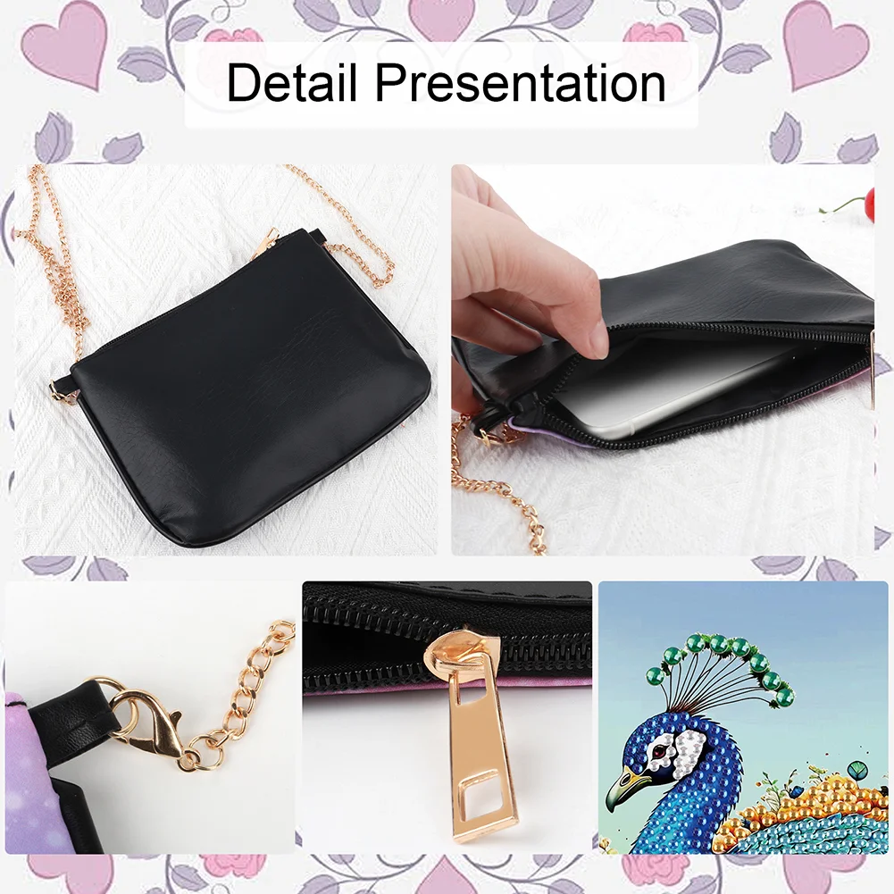 Flower Peacock Diamond Painting Coin Chain Purse 5D Diamond Handmade Chain Bag