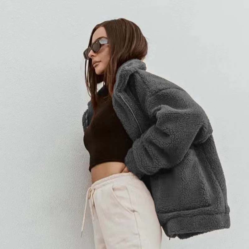 Women's Plush Cardigan Lapel Coat