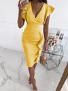 Flared Sleeves V-Neck Midi Dress