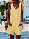 Simple Solid Color Sleeveless Jumpsuits