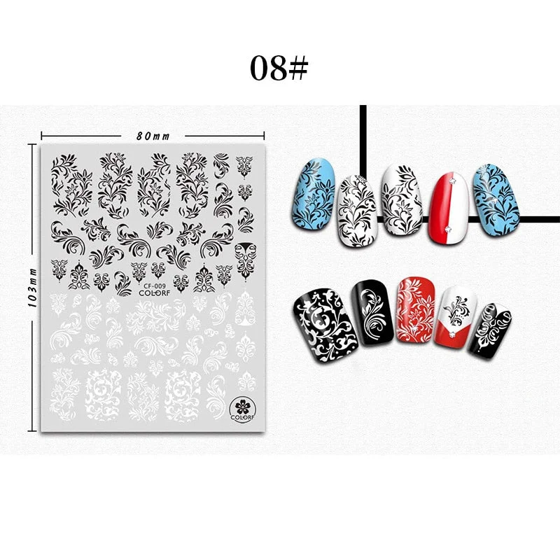 1 Sheet 3D Halloween Nail Sticker Christmas Skull Bone Snake Butterfly Maple Leaf Pattern Decals Manicures 3D Nail Decorations