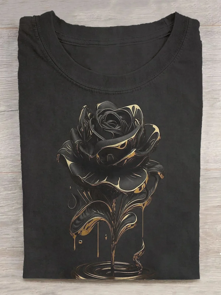 Unisex Valentine's Day Rose Abstract Print T-Shirt