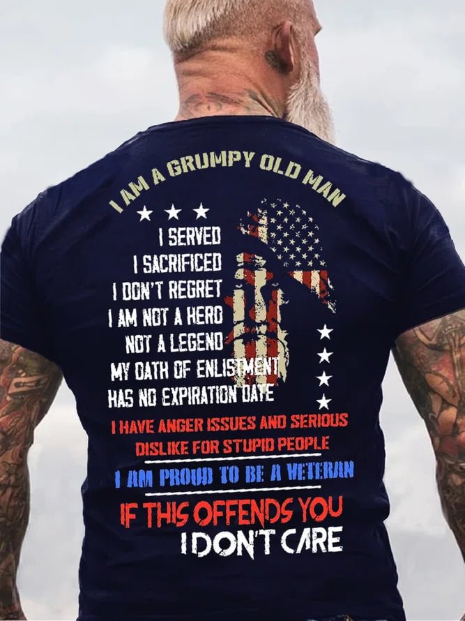 Mens Grumpy Old Man Veteran If This Offends You I Do Not Care T-Shirt
