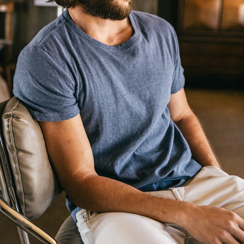 Men's Blue 7oz Organic Cotton Short Sleeve T-Shirt