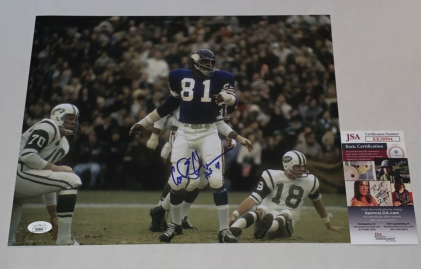 Carl Eller signed Minnesota Vikings 11x14 Photo Poster painting autographed W/ HOF Inscr. 2 JSA