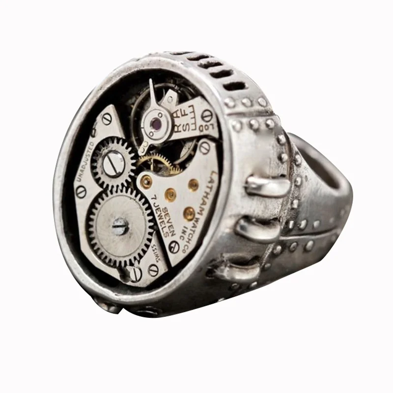 Functional Precision Mechanical Dial Clock Design Metal Sense Gear Shape Movement Accessories Ring Techwear Shop