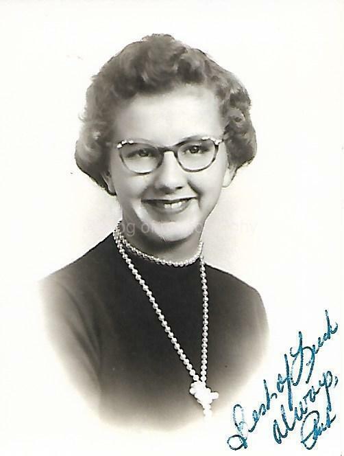 Found Photo Poster painting bw 1950's HIGH SCHOOL GIRL Original Portrait YOUNG WOMAN 15 28 J