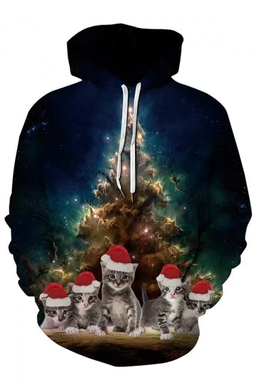 Cute Kitten Christmas Hoodie Chestnut-elleschic