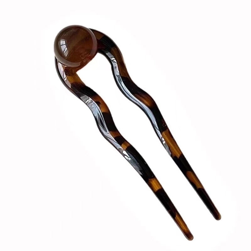 Women’s Chinoiserie Lady U Shape Arylic Hairpin